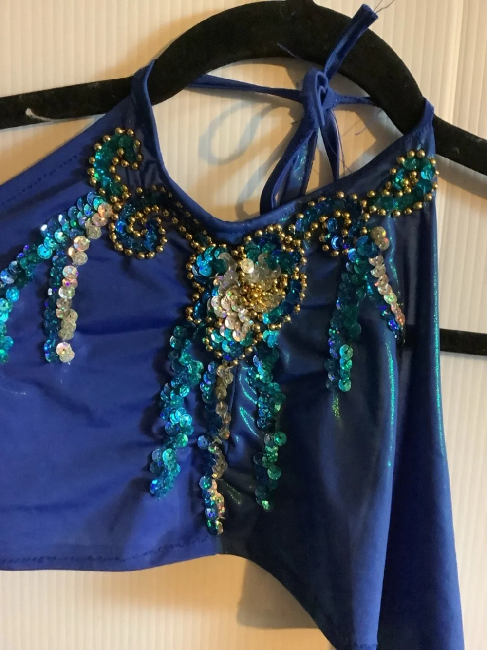 Hand made kids Royal Blue Beaded Halter Dress